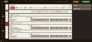 Live-Sportbereich von FatPirate mit Spielstand und laufenden Wettquoten