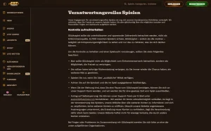 Deutsche FatPirate-Seite mit Hinweisen zu Spielpausen und Selbstausschluss